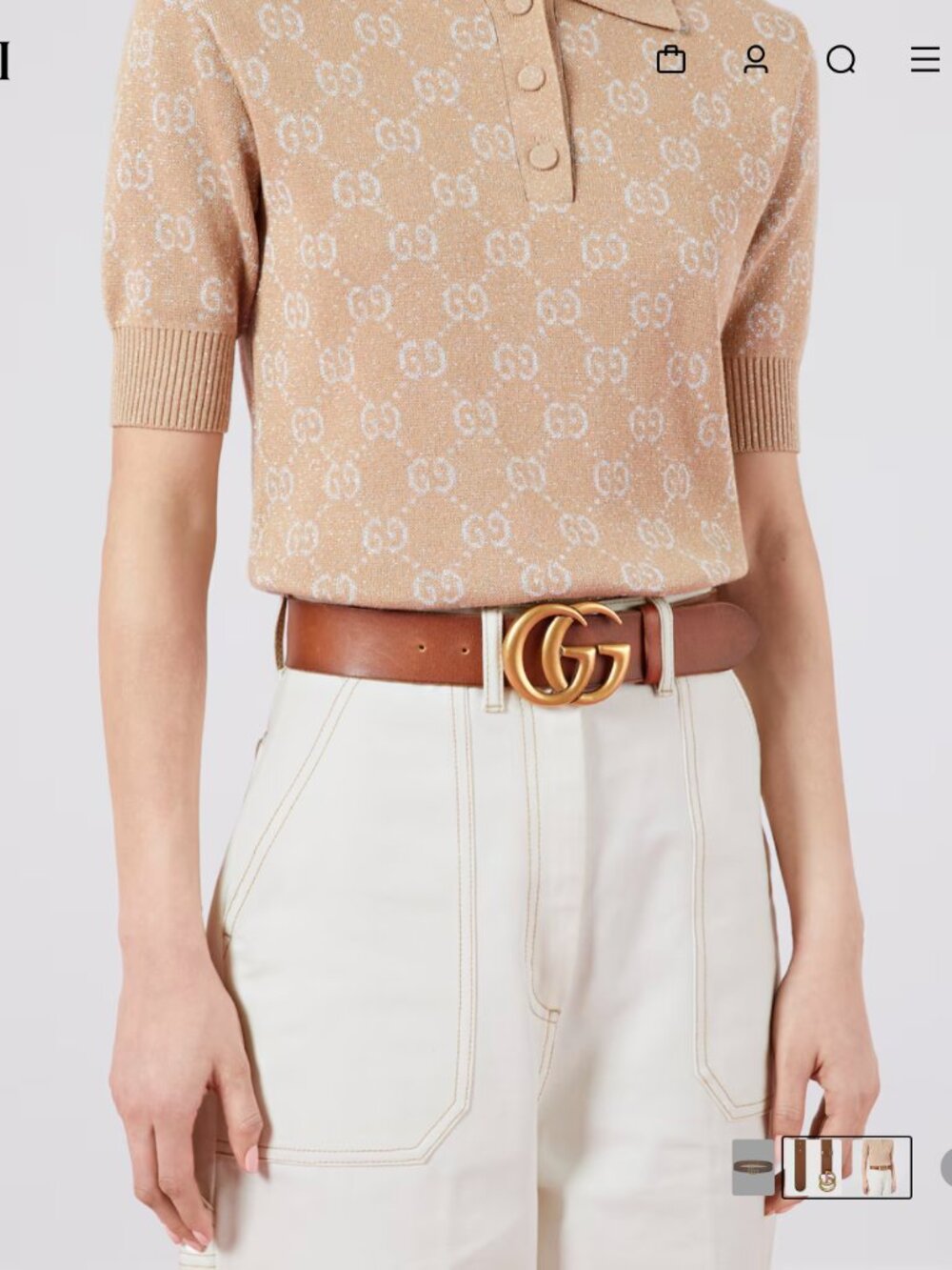 Gucci GG Marmont Brown Wide Belt